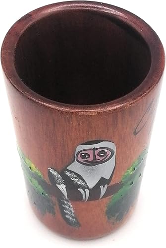 Miniatura 2 de Vaso de chupito de tequila de madera - Pintado a mano con diseño de mono de selva tropical de Costa Rica - 1.5 oz fl o 1.5 fl oz (Mono)
