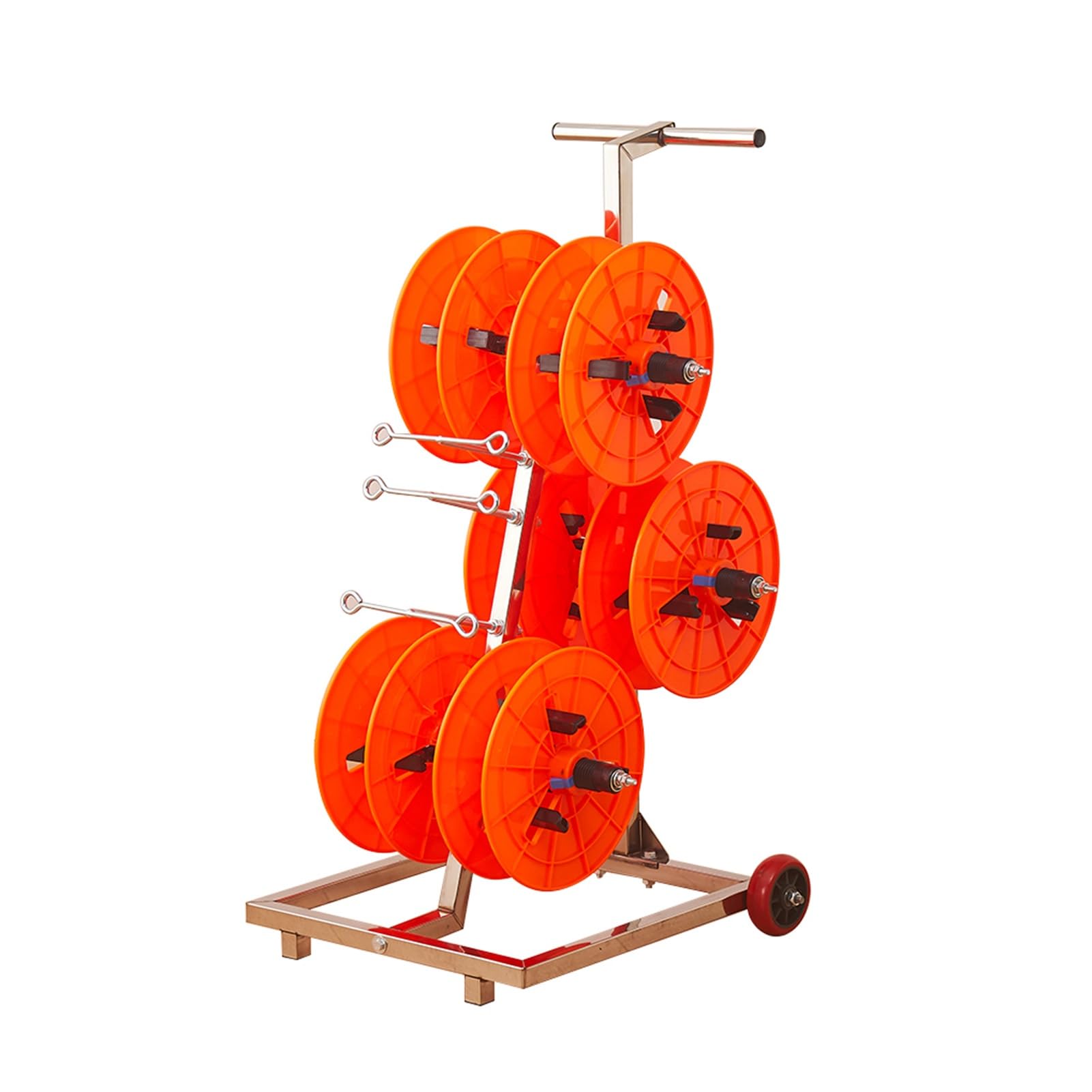 WDSOPK Wire Spool Rack,Cable Reel Holder and Dispenser,Multi-Spool,4 Rods for Electricians Workshop Warehouse (Orange 6 Rods Wire)