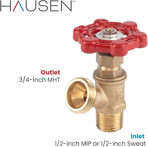 Miniatura 10 de Hausen Válvula de drenaje de caldera de latón FIP x 34 pulgadas MHT de 12 pulgada, paquete de 1