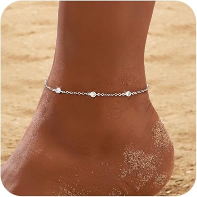 RLMOON Gold Silver Anklets for Women CZ Ankle Bracelet 14K Gold Plated Waterproof Layered Stackable Clover Butterfly Tennis Chain Anklet Trendy Summer Beach Foot Jewelry