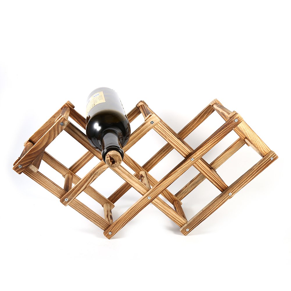 Wnvivi Wooden Wine Rack,Foldable Wine Bottles Holder Stand for 6 Bottles,Countertop Wine Bottle Display Rack for Home Bar Restaurant(45cm)