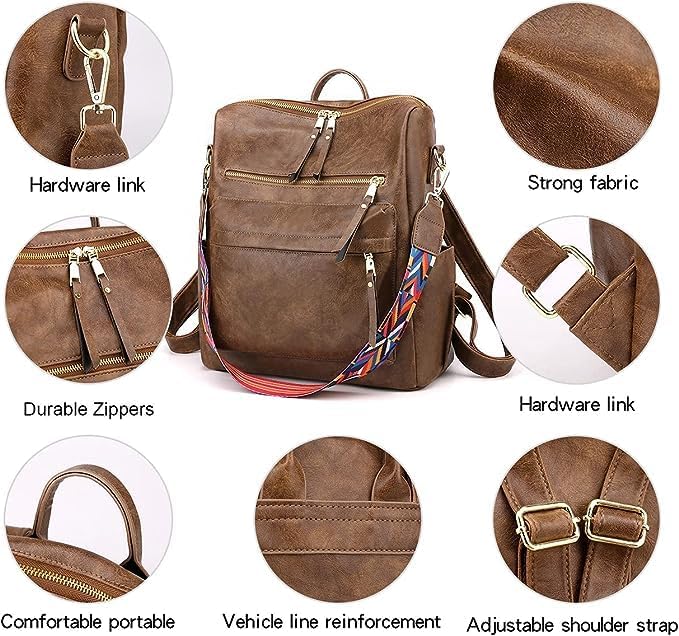 Image of Women's Fashion Backpack with Shoulder Strap Stylish Leather Backpack for Women | Shoulder Bag for Women & Girls | Anti Theft | Multipurpose Travel Bag for Women | Adjustable Shoulder Straps