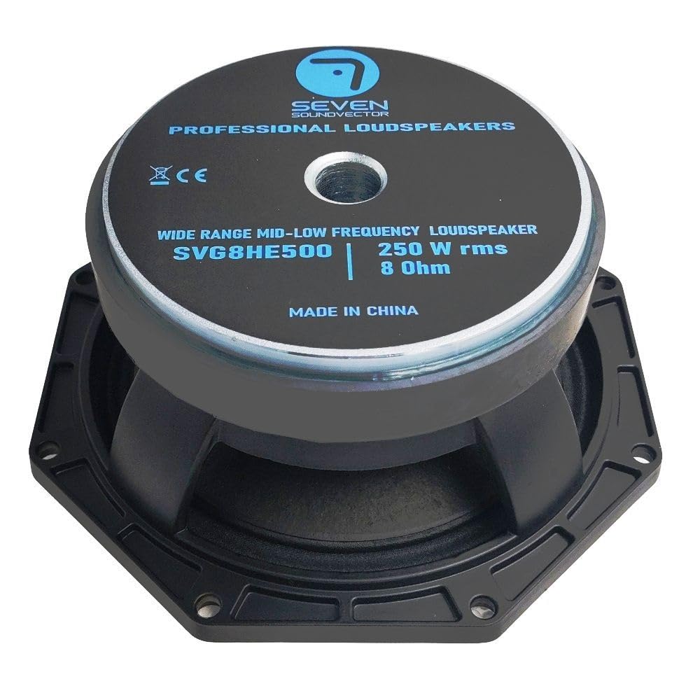 Seven Soundvector SVG8HE500 Woofer 8 Pulgadas Altavoz Profesional de Grave Medio-Grave 8 Ohm 250W AES 500W Programa