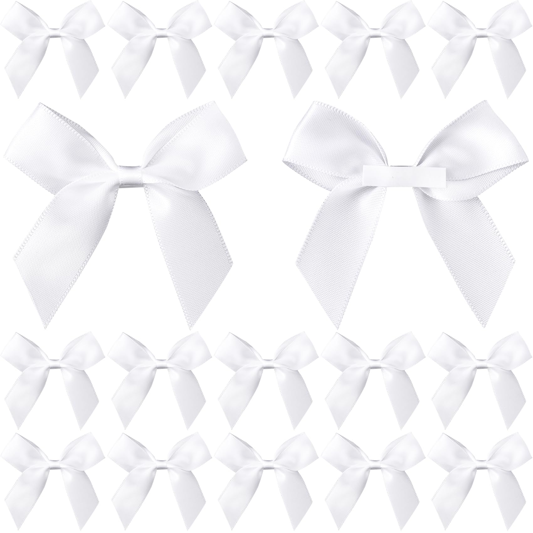 Winsyison 15pcs Mini Self-Adhesive Bows Decor, Soft Satin Ribbon Bowknots, Premade Craft Bows for Flower Packaging Card Making Wedding Birthday Party