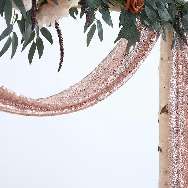 KeuLen Wedding Arch Draping Fabric,30 * 600CM 2PCS Pearl Chiffon Gold Wedding Arch Draping Fabric Chiffon Arch Drapes for Party Outdoor Wedding Table Runner Sheer Curtain (Color : Golden)