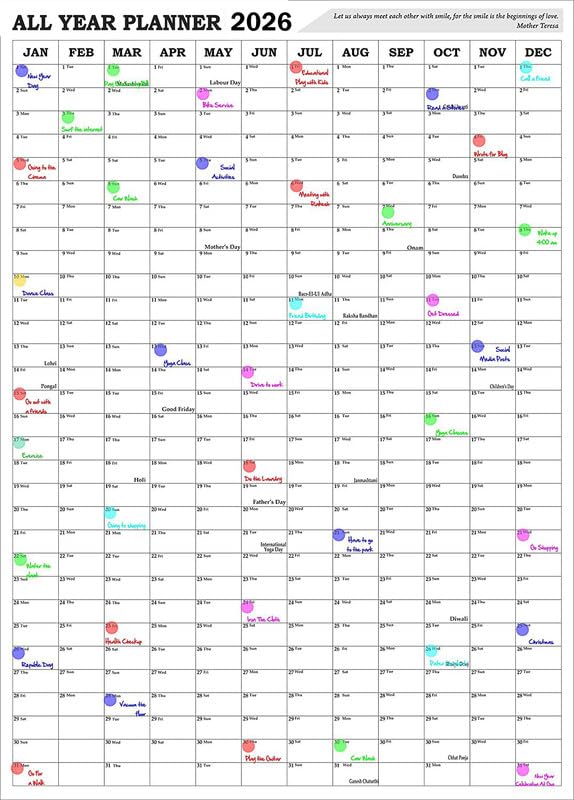 2026 Year Planner, 18 x 25 wall- Organizer & Reminder 18x25 inch Wall Calendar for Wall for Office