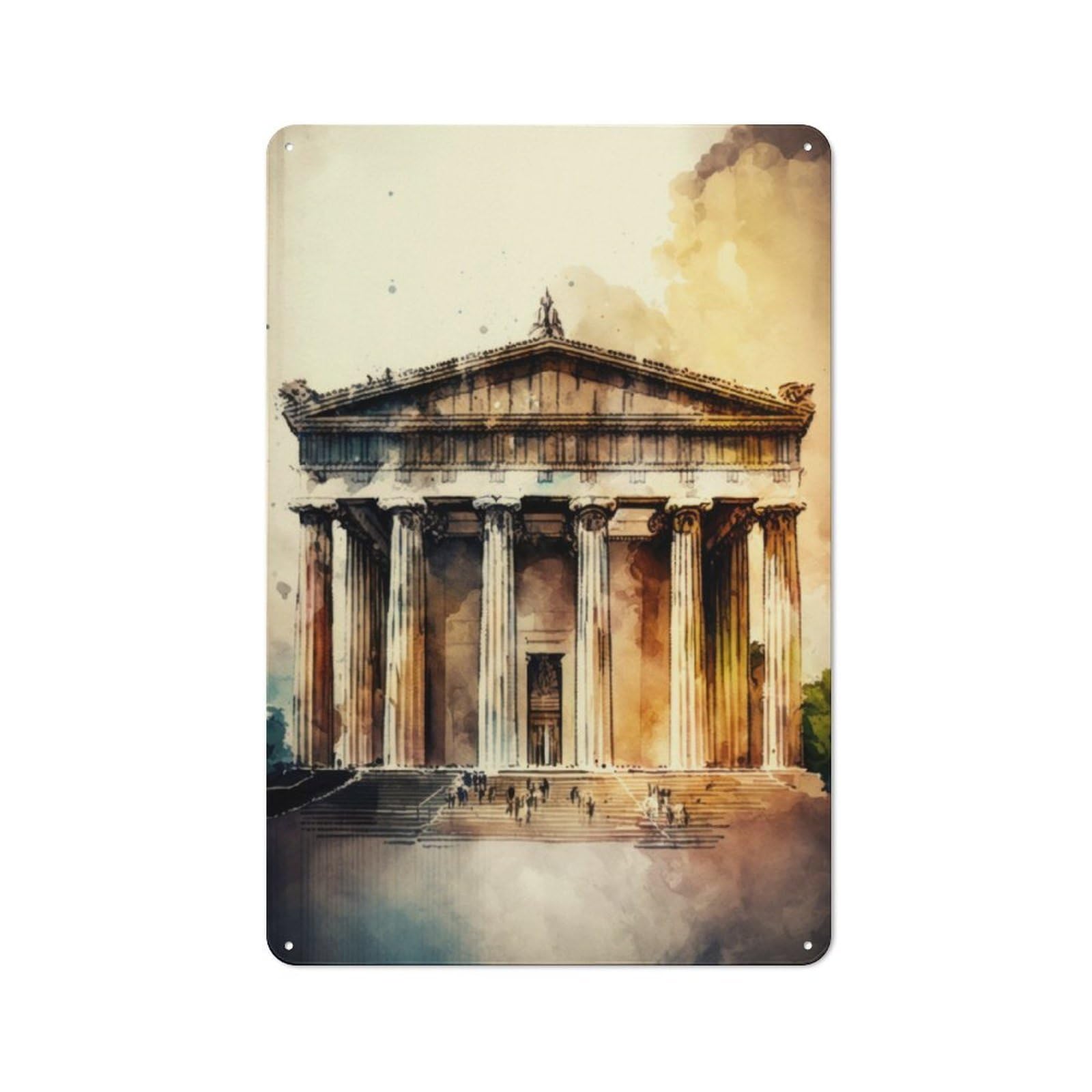 Junmoney The Parthenon Nashville 30X20cm Retro-Style Tin Sign With For Café Or Home Bar, For Metal Sign Collectors, For Garage And Workshop Walls