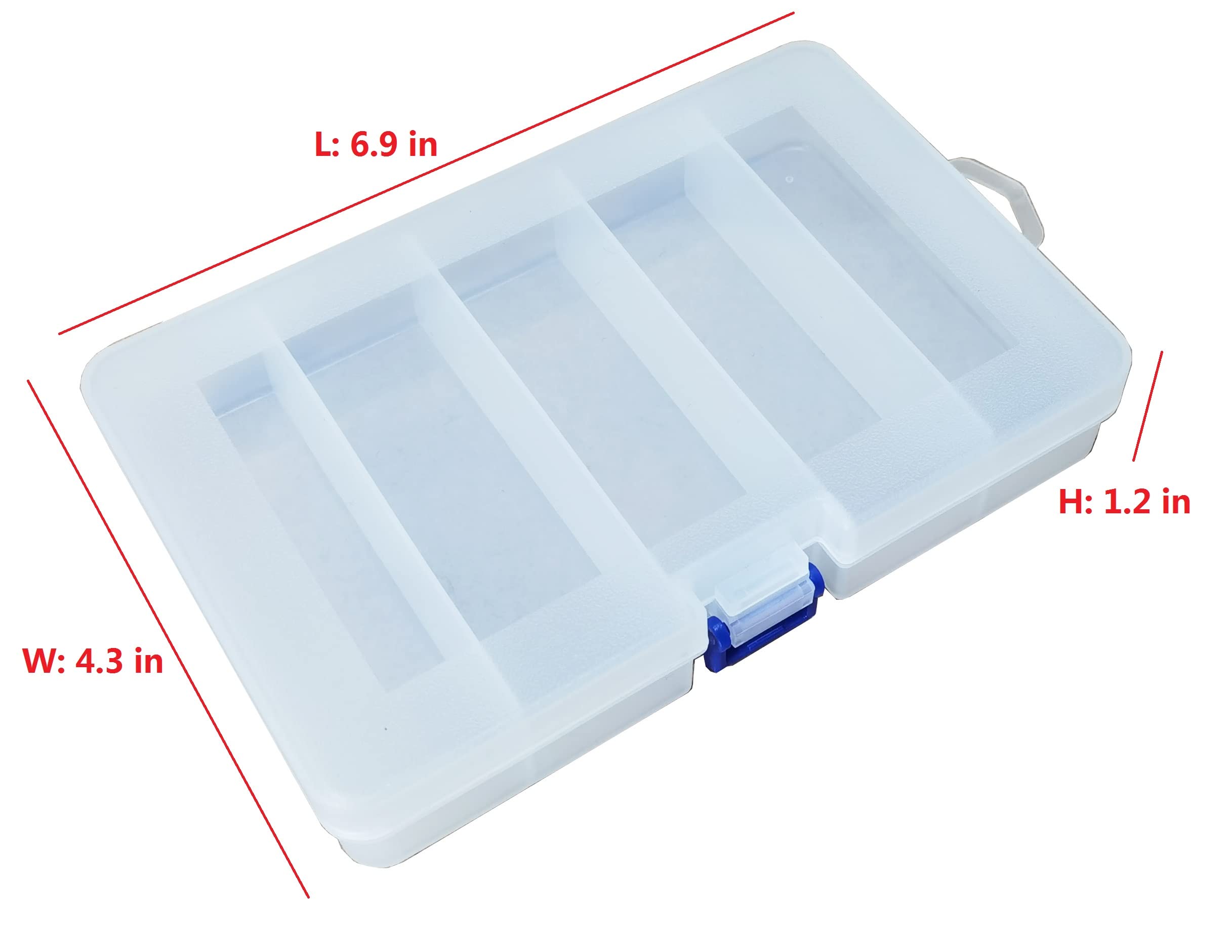 Fishing Clear Plastic Small Tackle Lure Baits Box 5 Grids Storage Organizer Blue Lock 2 pcs