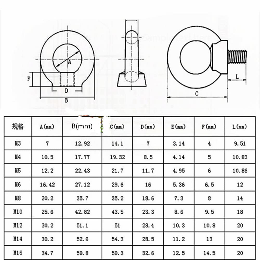 4 Pezzi Anelli Di Sollevamento M12 In Acciaio Inox 304 - Dadi Occhiello Filettati Per Fissaggio