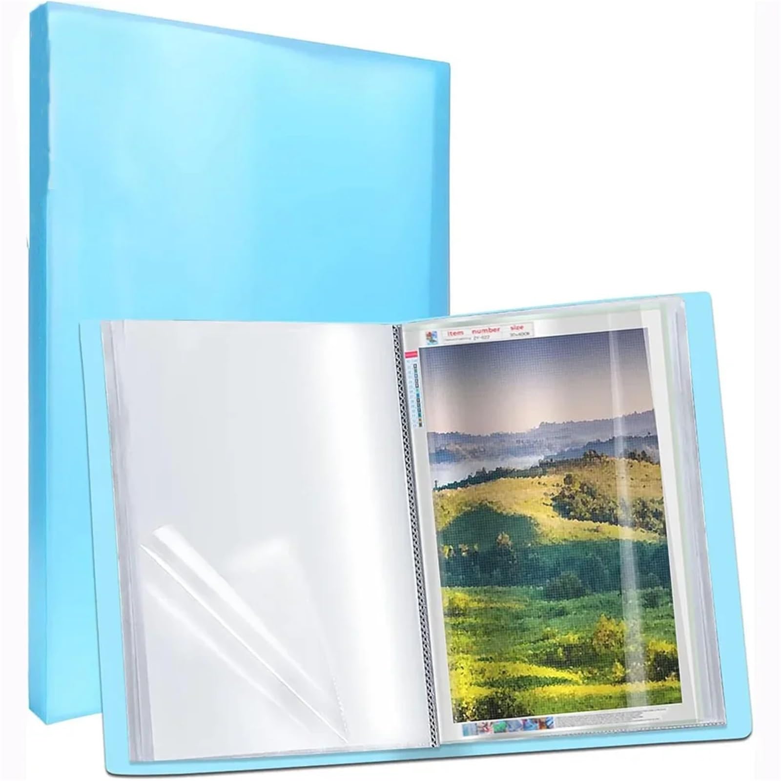 2 pezzi blu A3 30 pagine con pittura a diamante, album fotografico, libro, portfolio, presentazione, tasche trasparenti, cartella grande, cancelleria per Casa, Ufficio