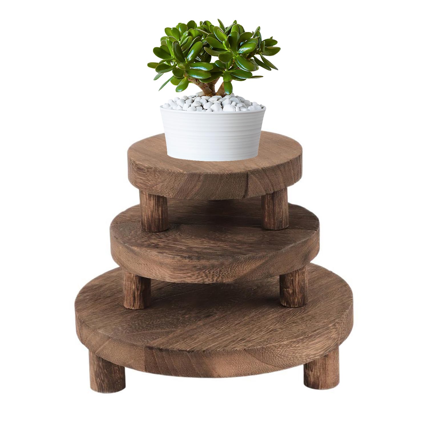 Bamworld Support En Bois Pour Plantes Multiples, étagère à 3 Niveaux, 7 Pots, Pour Intérieur Et