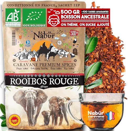 Nabür - Rooibos Nature BIO 500 gr | 100% Agricultura Orgánica | Té Rojo Antioxidante, Sin Teína | Suave, Relajante | Rooibos a granel
