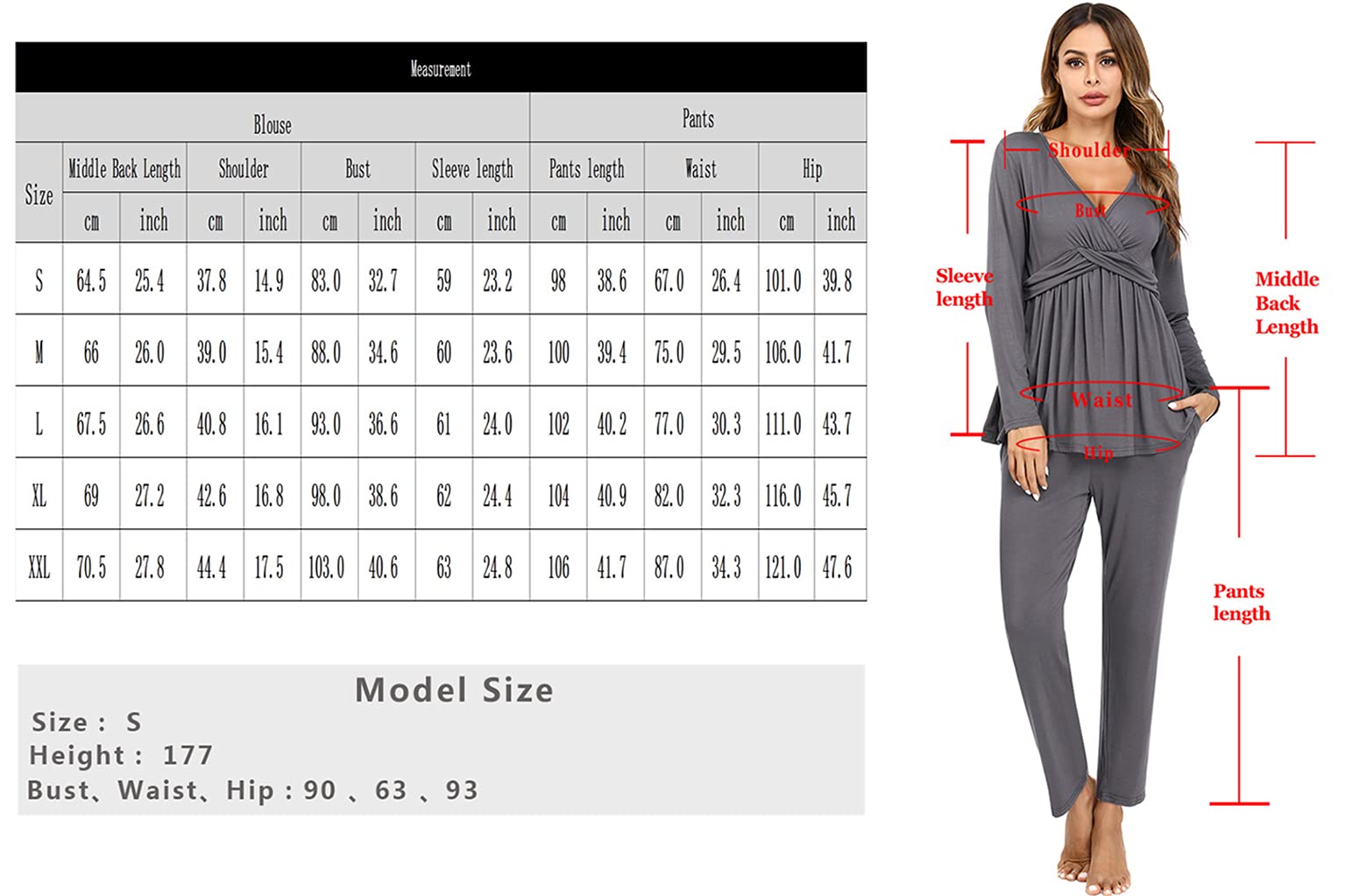 Litherday Pijama Lactancia Mujer Invierno Algodón Conjunto Premamá y Postparto Manga Larga Cómodo para Embarazo Hospital S-XL