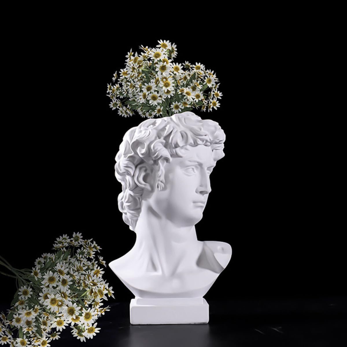 Operitacx Vase Bureau en Décoration et pour Rangement Maquillage Pinceaux de à Composition Résine Blanche 25cm Style Artistique pour Balcon et Salon