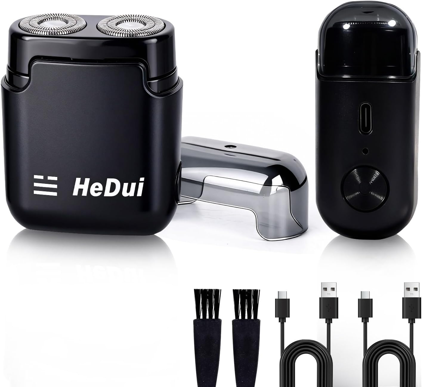 Mini Portable Electric Shaver for Men Double Head Travel Razor USB-C Rechargeable 2 Pack Black Travel Shaver for Men Dry Shave Detachable Head Washable Razor Easy Cleaning Send to Parents Boyfriend