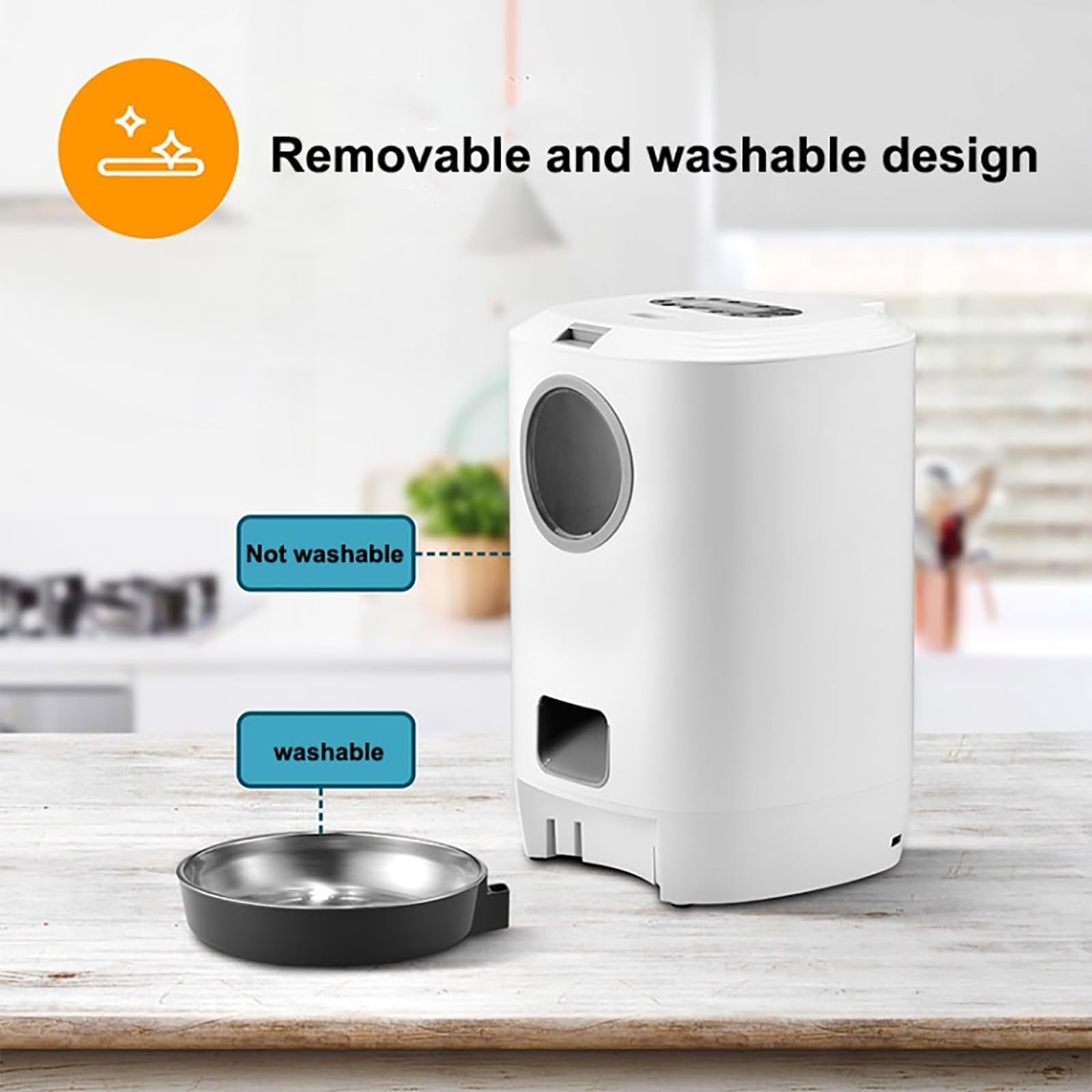ERICAT Comedero Automático para Gatos, Dispensador De Comida para Perros con Temporizador Programable, Recordatorio De Grabación De Voz De 10s Y Cubo De Comida Extraíble, para Gatos, Perros Grandes