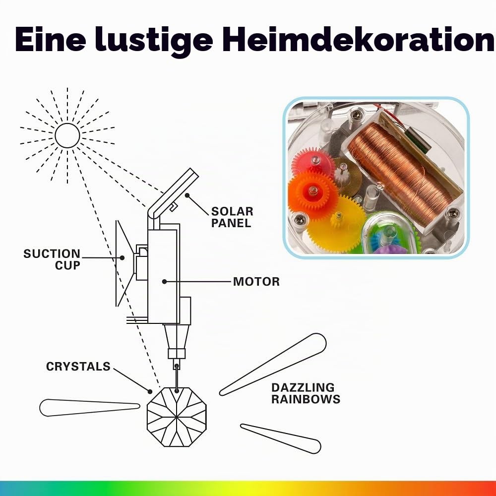 SOLARBETRIEBENER Regenbogen - Macher Zauber Projektor, Rainbow Maker mit Solarantrieb Single