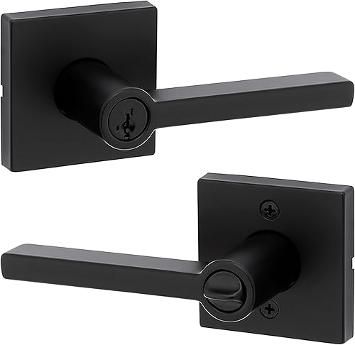 Miniatura 52 de Kwikset Halifax Manija interior de puerta de privacidad con cerradura, manija de puerta para baño y dormitorio, cerradura de botón de presión sin