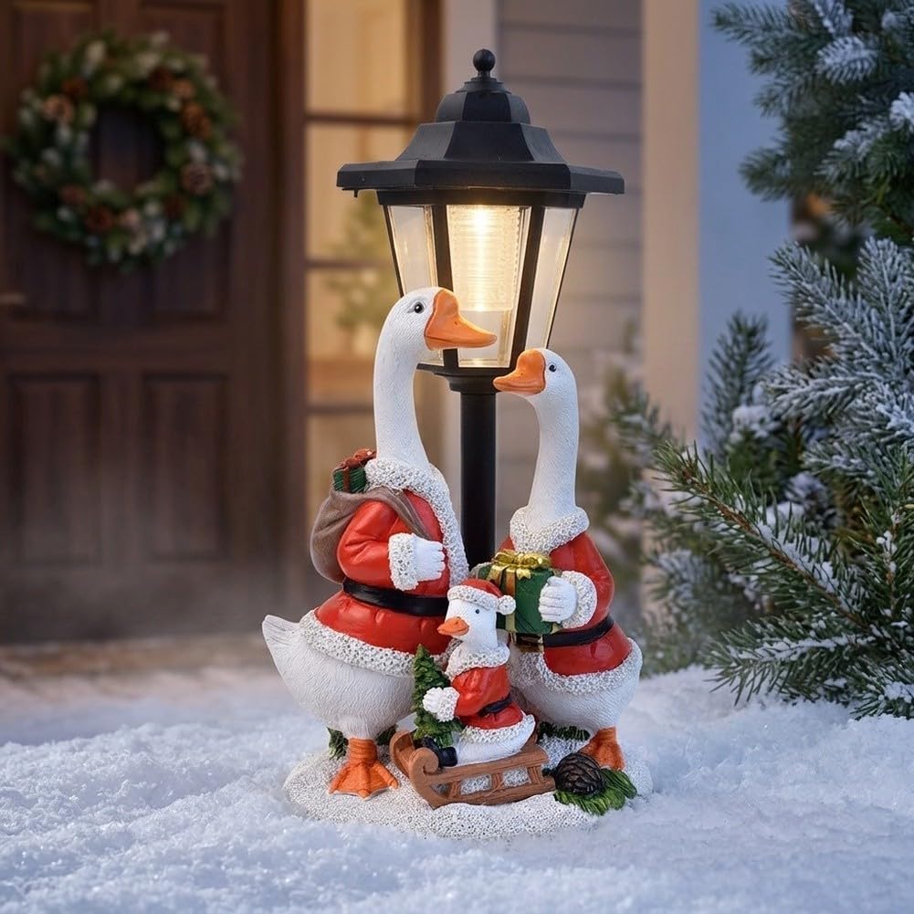 Fauhapyway Statua Oca Natale per solare Intemperie Statua Oca Natale per