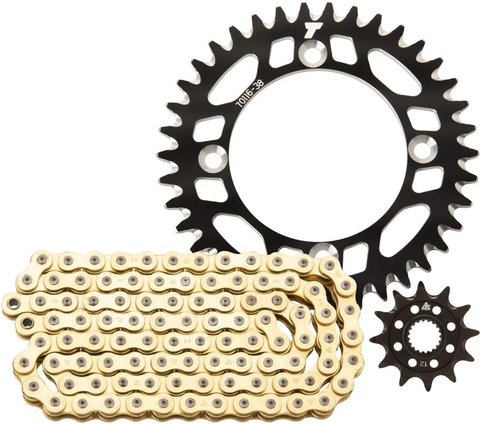 TUSK Alloy Kit & Gold X-Ring Chain Black Rear Sprocket for Honda CRF250R 2004-2009