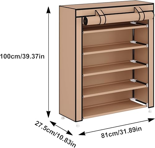 Miniatura 3 de Laiensia Organizador vertical para zapatos de 5 niveles, organizador de almacenamiento de zapatos que ahorra espacio, cubierta no tejida, estante