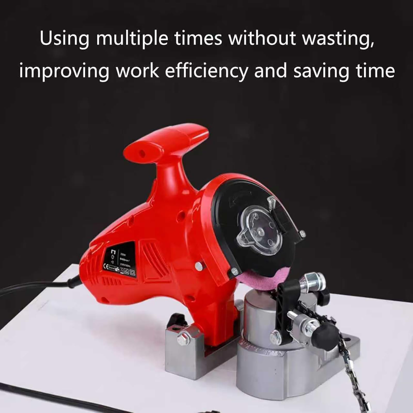 COYEUX Afilador De Motosierra Eléctrico De 250 W, Rectificadora De Cadena De Escritorio con Botón De Ajuste De Posicionamiento De Cadena, Ángulo Ajustable De 0-35 ° Y 7500 RPM, para Cadena De Sierra