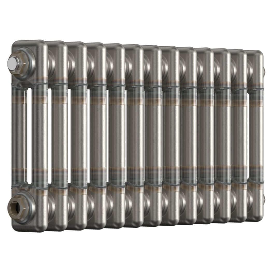 Lux Heat Bare Metal Lacquer Horizontal 2 Column Traditional Radiator 300mm (H) x 605mm (W)