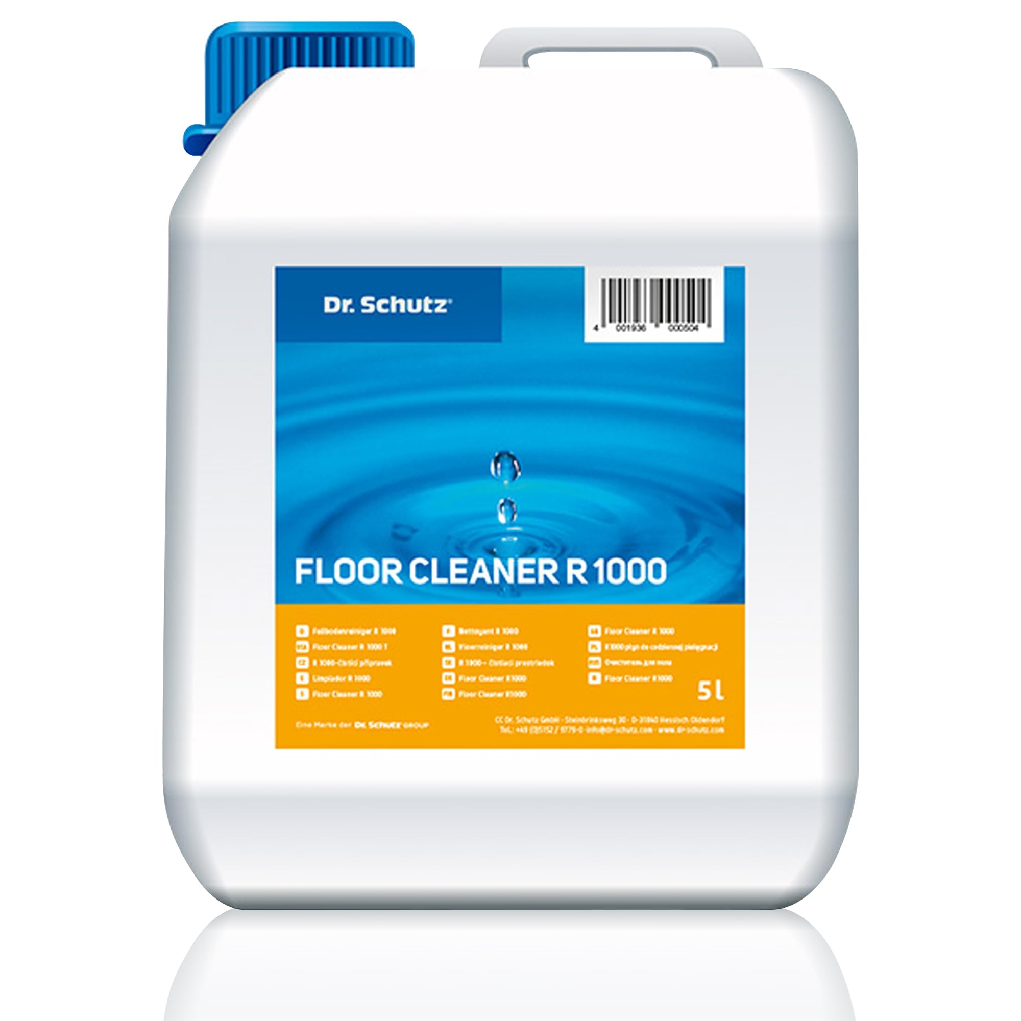 Dr. Schutz Nettoyant pour sols R 1000 5 l - Nettoyage sans traces pour PVC, CV, linoléum, caoutchouc, pierre, sol design et parquet - Nettoyant pour sols - Nettoyant pour sols - Nettoyant pour sols - Nettoyant pour sols en vinyle