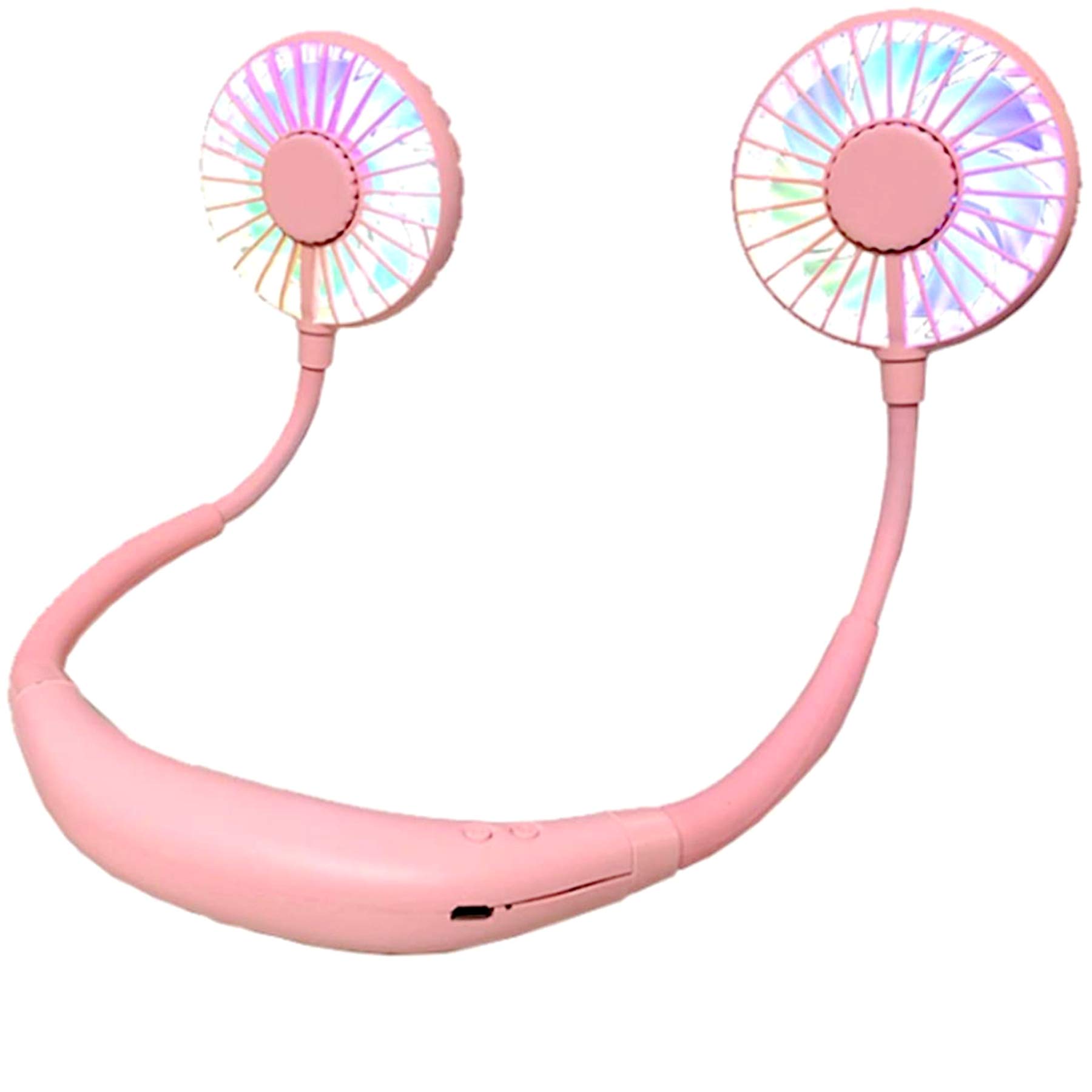 sunliveus Portable Hanging Neck Fan, Personal Hands Free Lazy Around Neck Fan Rechargeable Wearable Sports Fan with LED 3 Speeds Adjustable for Traveling Outdoor Home Office Sports (Pink)