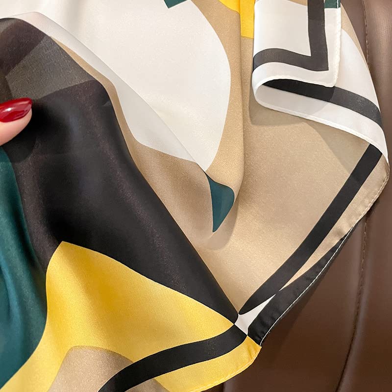 Fashion and Elegant Silk Feeling Scarf Square Satin Retro Style Sunscreen Head Scarf for Women 27.5" × 27.5"