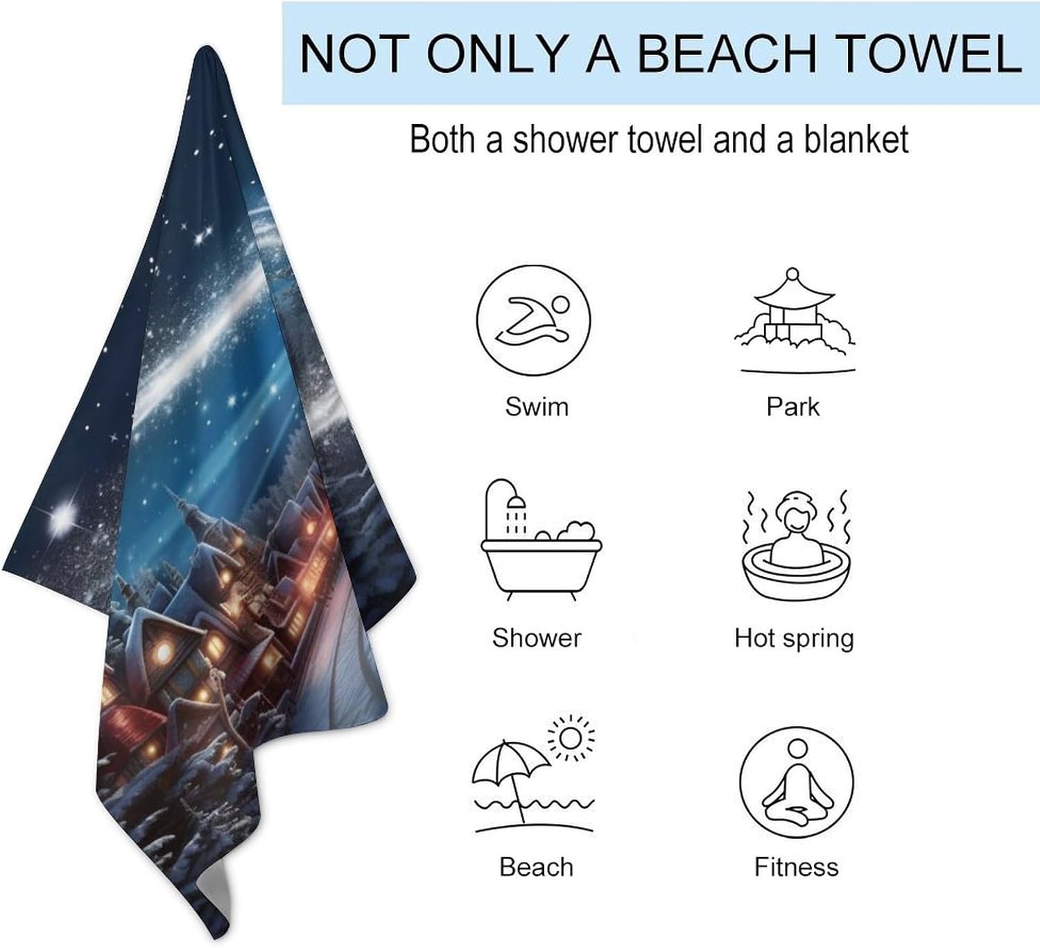 Swimming Towel, Christmas is Coming Printed Fashion Towel,Portable Towel,Durable Towel