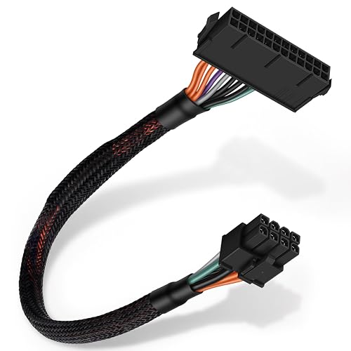 YEZriler 24-Pin to 8-Pin Sleeved ATX PSU Adapter Cable 13-Inch