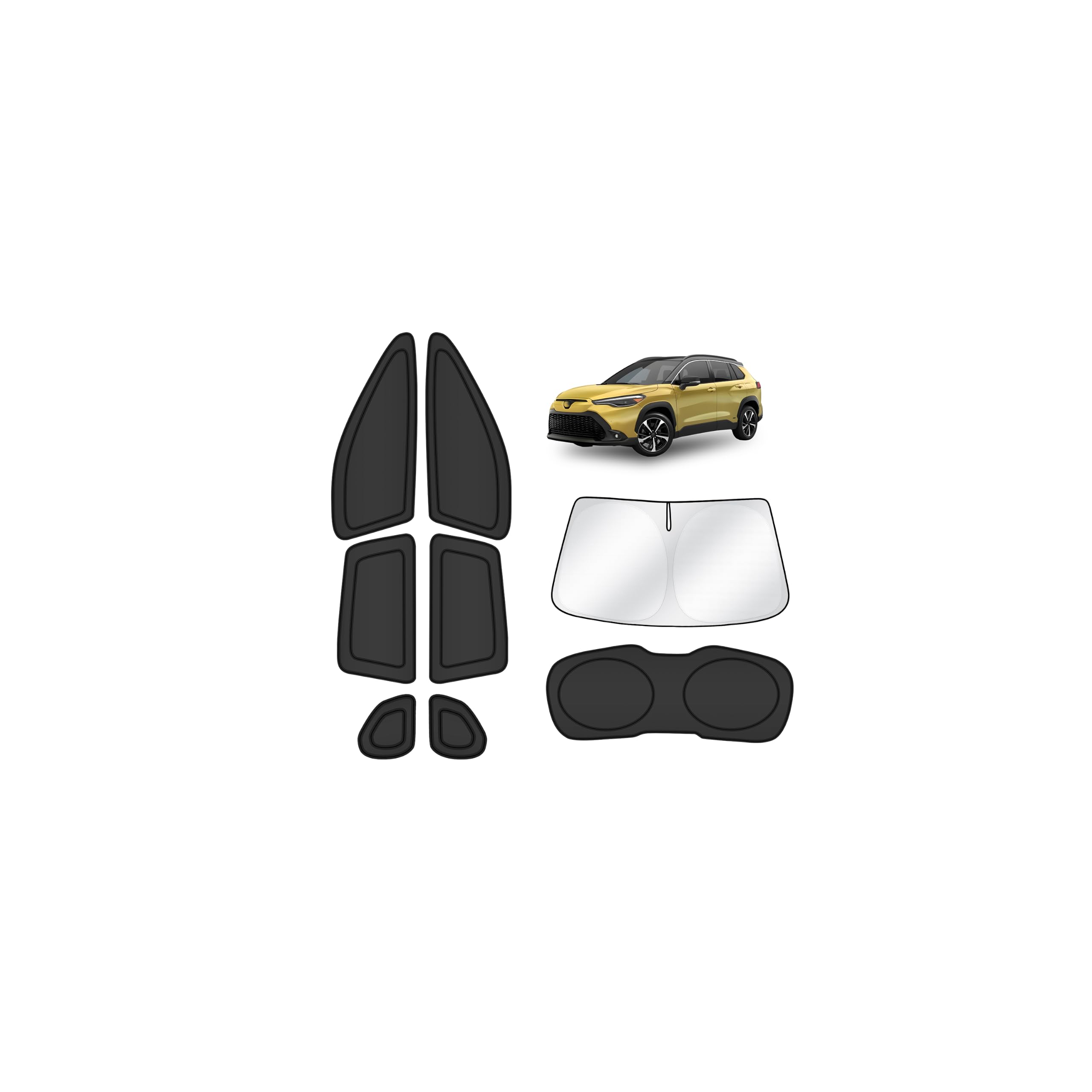 KUST Car Window Shades for Toyota Corolla Cross 2022-2024 2025 2026 Windshield Sun Shade Side Window Cover UV Block Privacy Protection Accessories for Camping Blackout Rear Back Full Set 8PCS