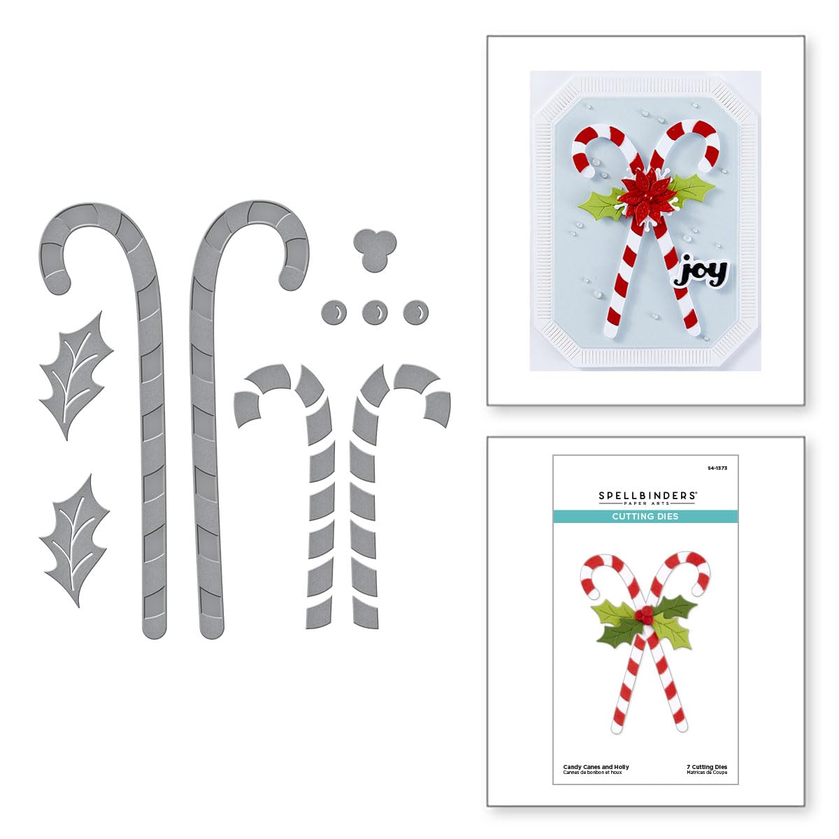 Spellbinders S4-1373 Candy Canes and Holly Etched Dies from The Home for The Holidays Collection, Metal, 1.3 inches x 4.4 inches - Image 2