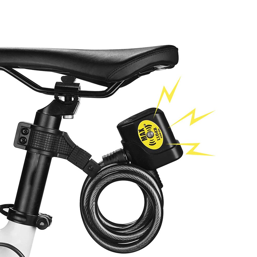 Lucchetto di sicurezza a catena con allarme elettronico Lucchetto antifurto per bici resistente con allarme forte da 110 dB per scooter moto Nero 120 cm