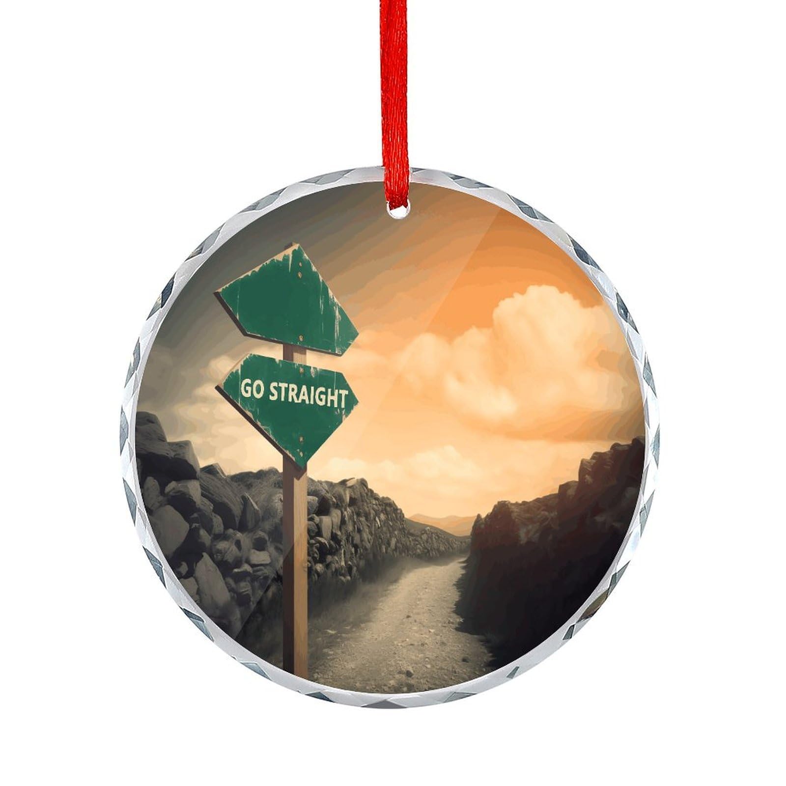 Btcowzrv Style Guidance On The Road Round Ornament Hanging Pendant Decor