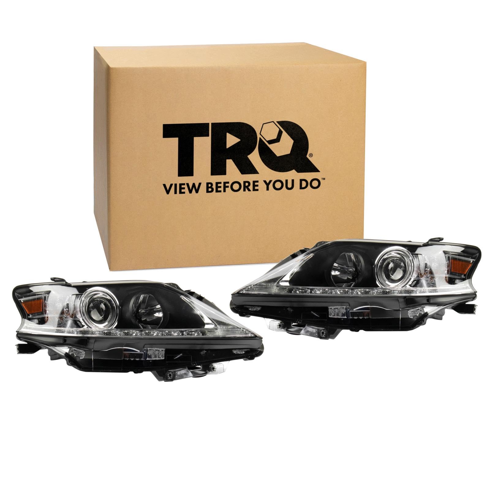 TRQ 2 Piece Headlight Assembly Set Driver &amp; Passenger Side Compatible with Lexus RX350 RX450h 2013-15 Canada Built LX2502156 LX2503156 811100E150 811500E150