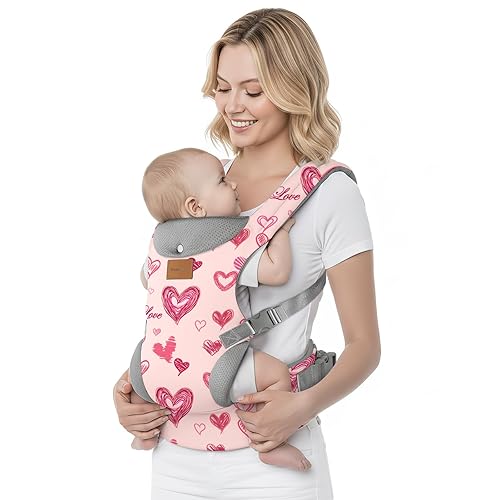 Portabebés, portabebés ergonómicos ajustables para niños pequeños de 7 a 33 libras, portabebés ligeros y acogedores con soporte de cuello,