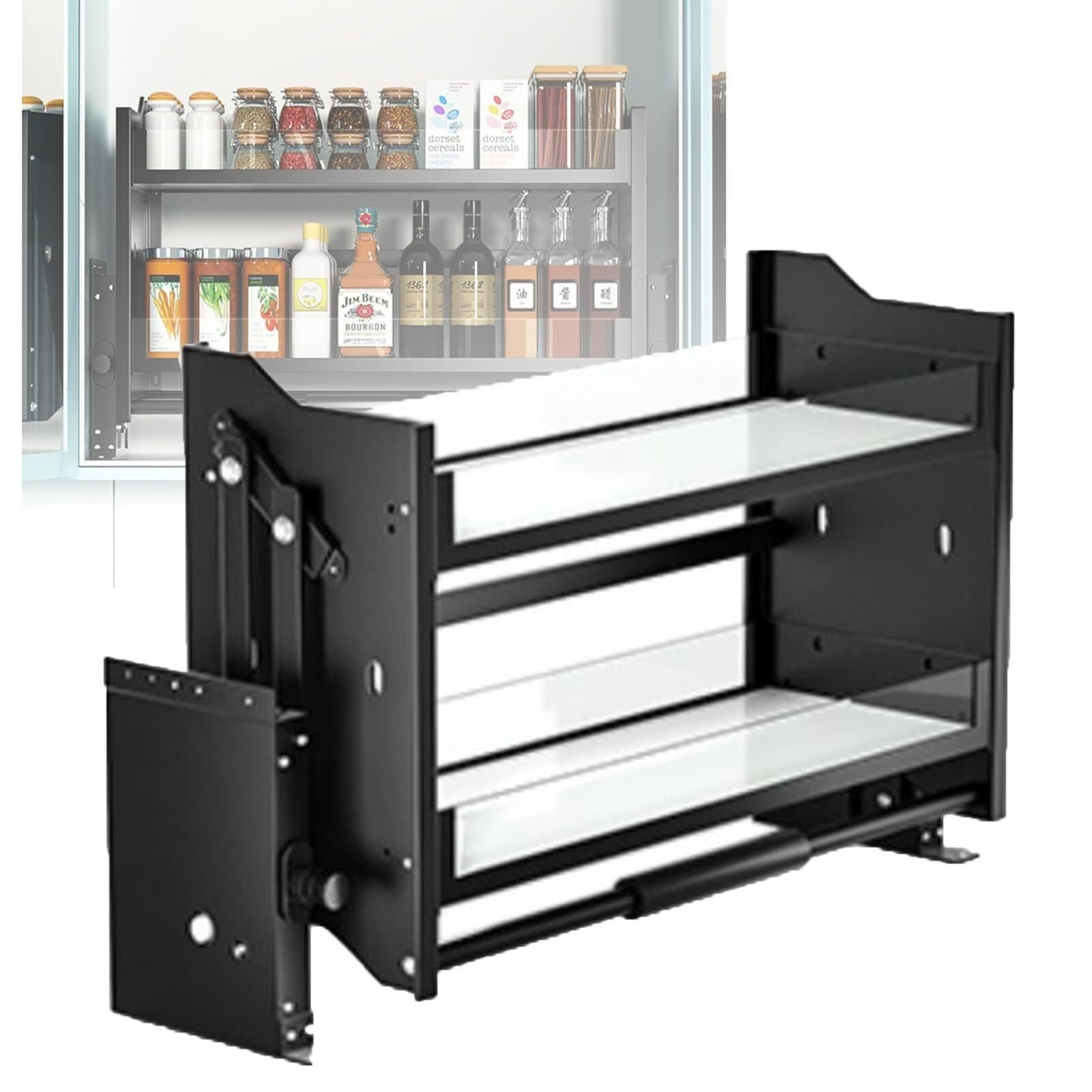 OLSKFUH 2-Tier Pull-Down Cabinet Organizer, Space Aluminum Kitchen Wall Cabinet Shelves With Hydraulic Damping, 850Mm,One Color-Cabinet 850mm