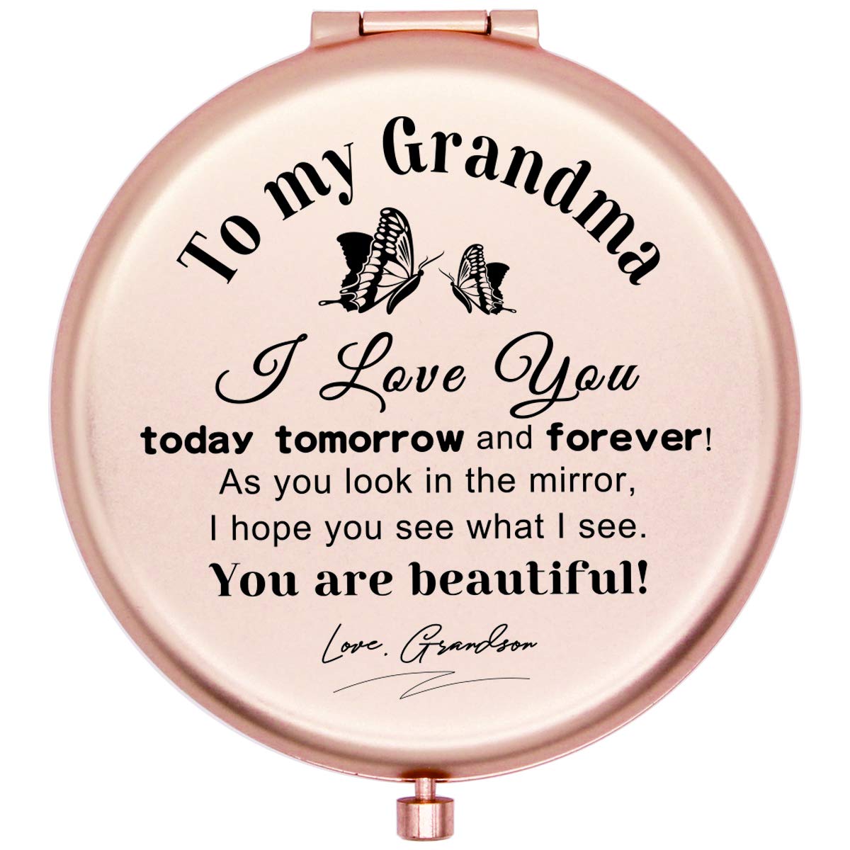 Frosted Compact Makeup Mirror for Grandma from Grandson Thanksgiving Birthday Day Gifts Ideas for Grandma-New hudie Grandma sunzi