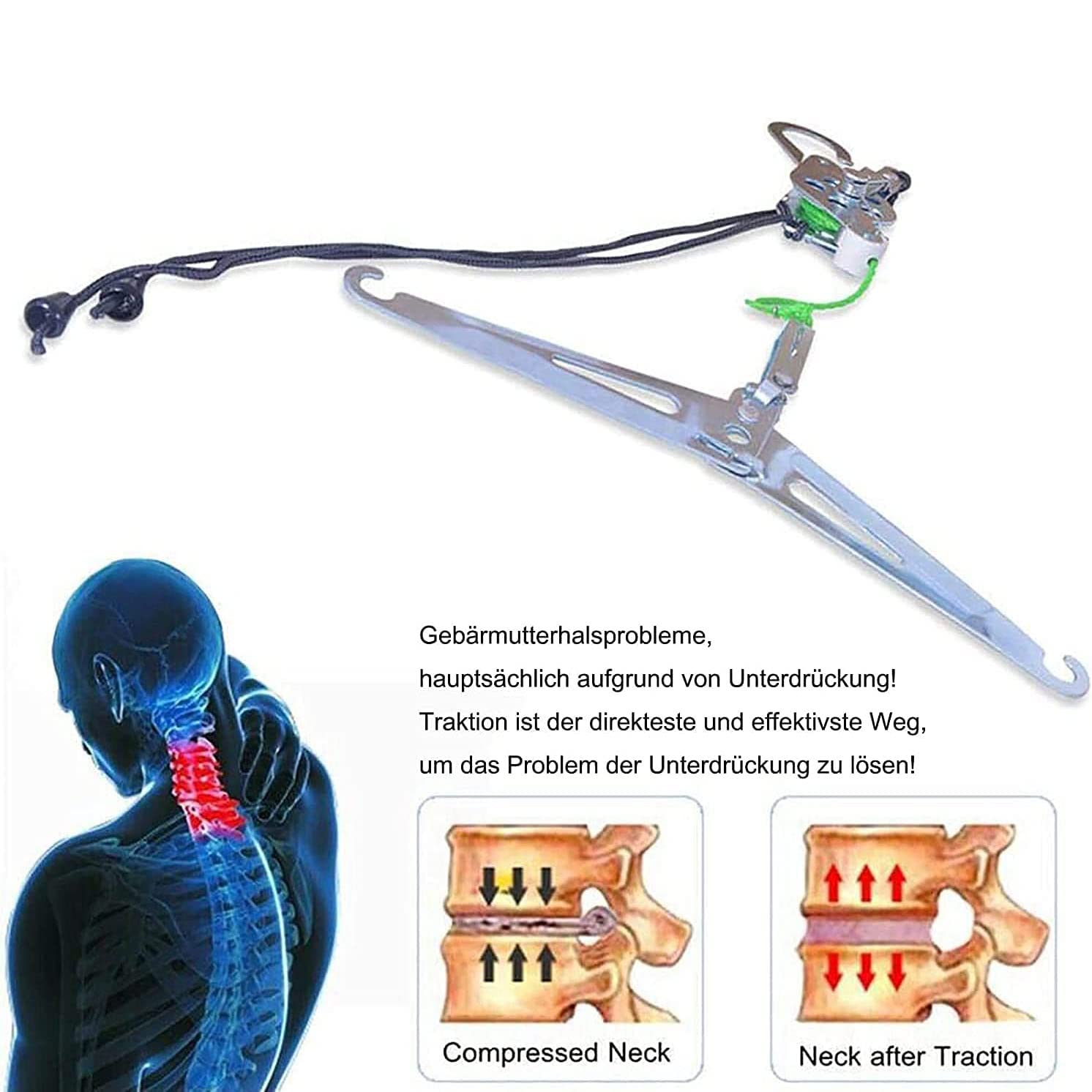 Dispositif de Traction cervicale, dispositifs Portables de soulagement du Cou à Double cliquet, écharpe de Cou de Soutien par-Dessus la Porte, pour soulager Les douleurs cervicales
