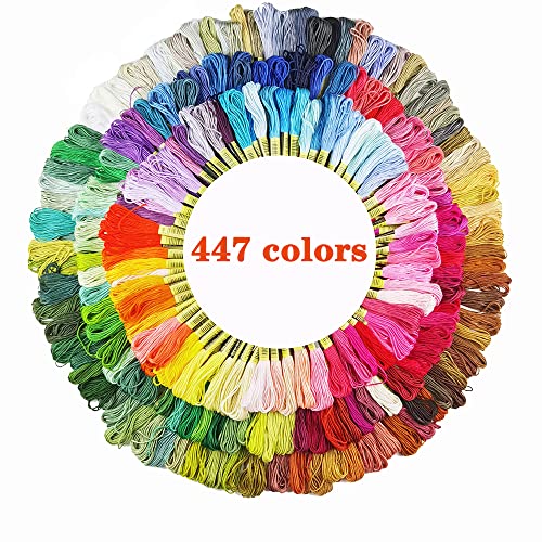 Joy Sunday Stickgarn-Set für Stickerei-Kreuzstich-Nähwerkzeuge Zubehör, 447 Farben Cover