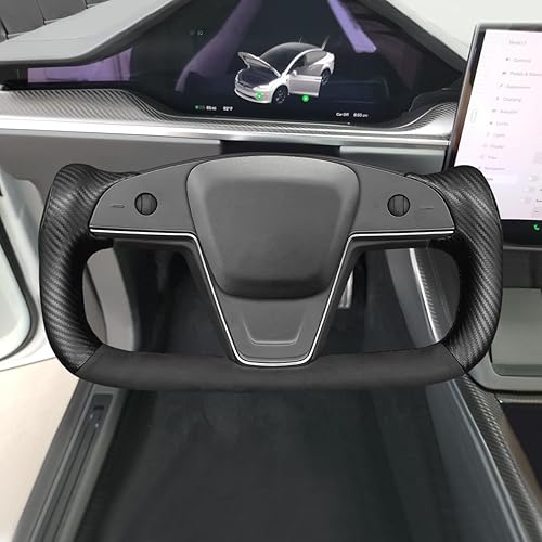 Miniatura 2 de MEWANT Fundas de volante para volante estilo yugo para Tesla Model S 2021-2023/Model X 2021-2023