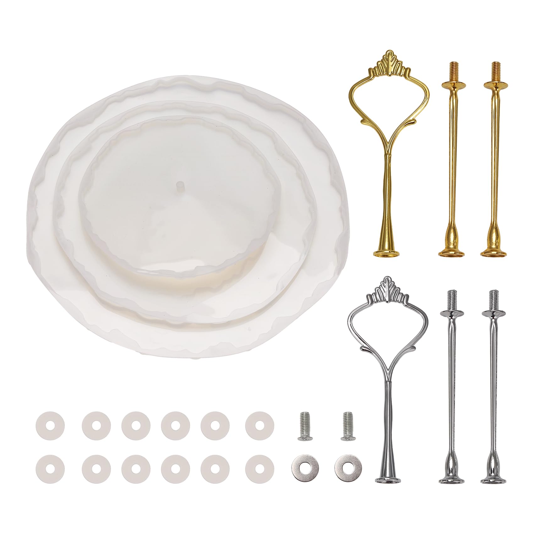 detee 3 Tier Cake Stand Resin Molds, Trays Silicone Mold, Tray Resin Silicone Casting Mold for DIY Plate Stand