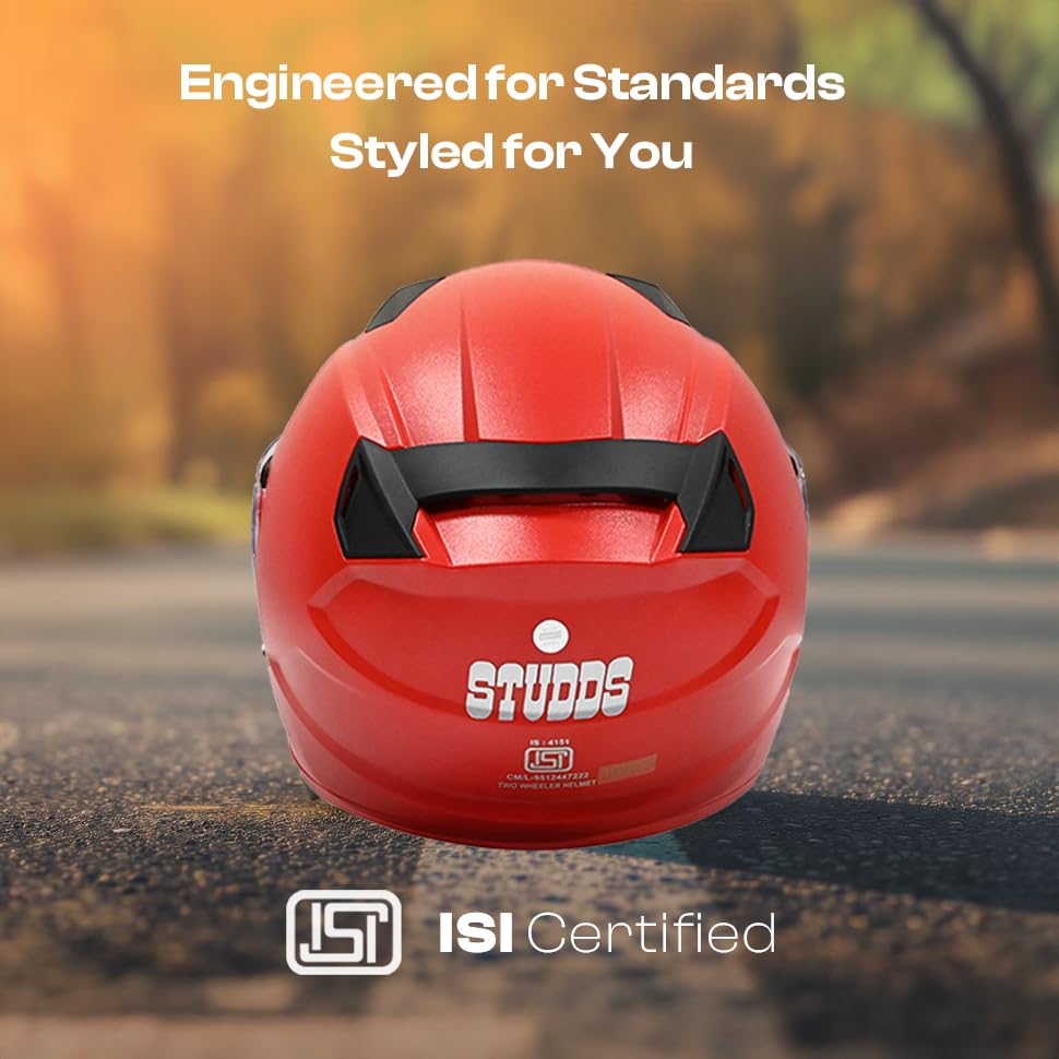 Image of STUDDS Raider Street ISI Certified Full Face Helmet for Men and Women with Clear Visor (Red - L)