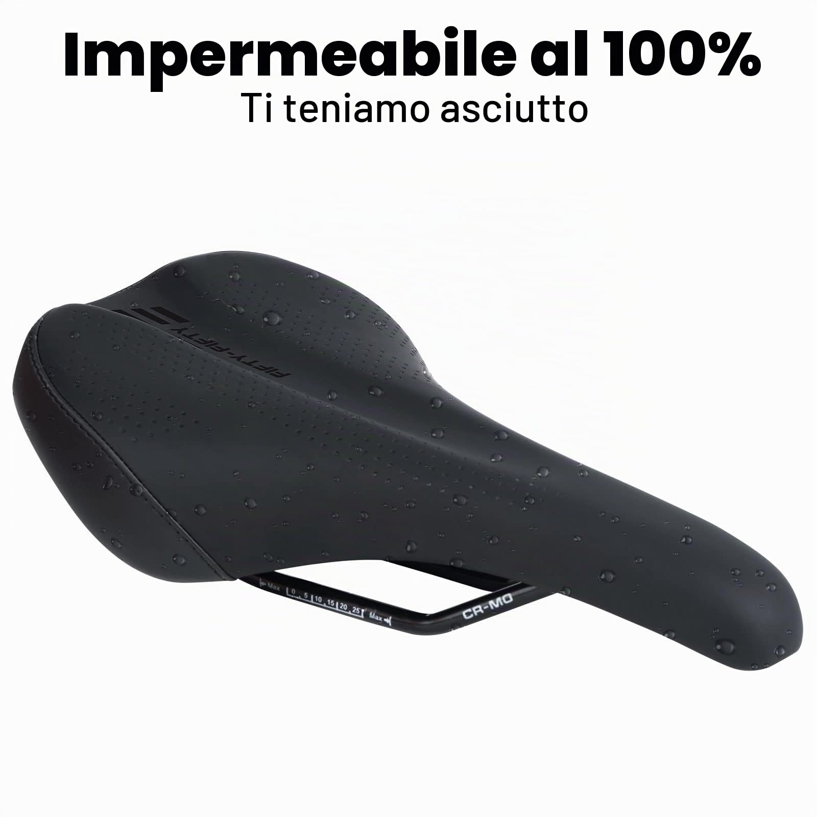 FIFTY-FIFTY Sella per Bicicletta, Comoda Morbido e Impermeabile Sellino | In Memory Foam, Leggero e Resistente, Traspirante, per Uomini e Donne, Compatibile con MTB, Bici da Strada, E-Bike