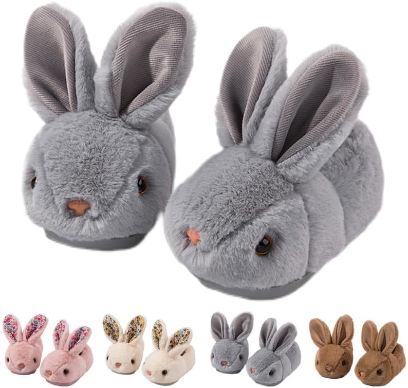 Toddler Kids Slippers Bunny Design Indoor Plush Shoes - Image 4