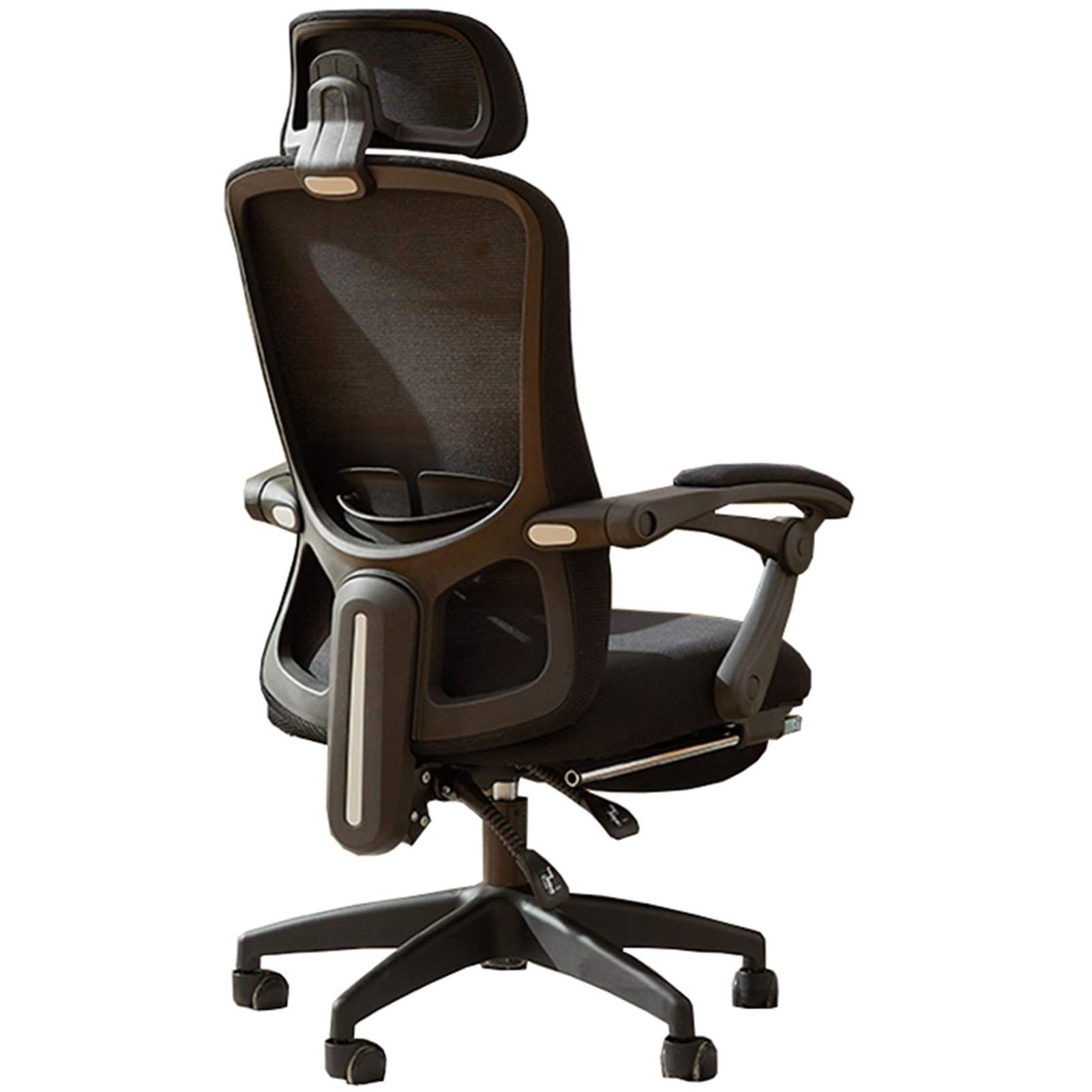 METTEOR Office Chair for Home & Desk - Executive Swivel Cuter Chair with Seamless Design Height Adjustable Seat Movable Lumbar Support & Headrest for Ultimate t (Black)