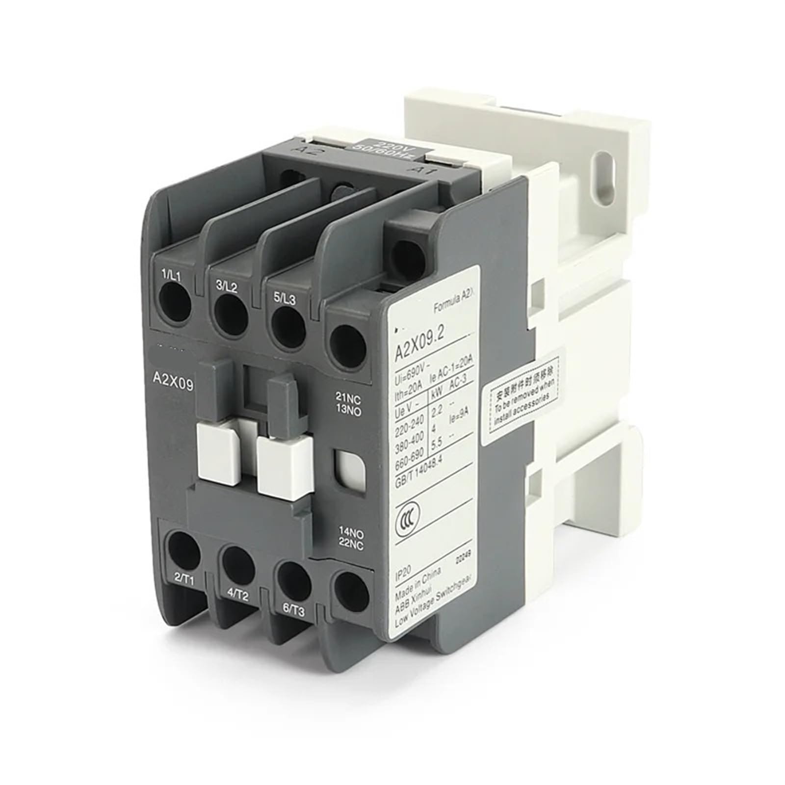 Contacteur AC triphasé A2X évite les pannes moteur grâce au calibre 95A 1NO1NC 220V