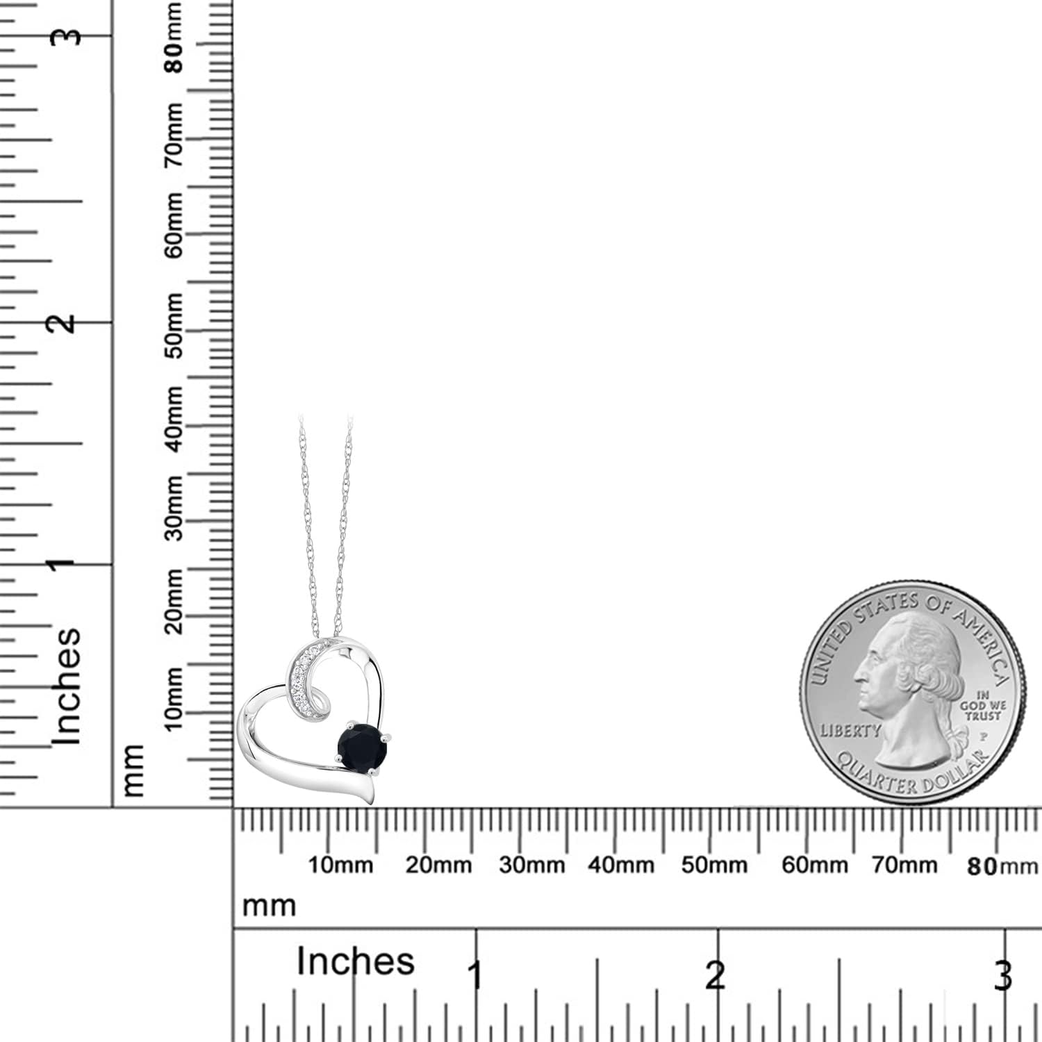 Gem Stone King 10K White Gold Customized and Personalized 5MM Round Gemstone Birthstone and White Lab Grown Diamond Heart Shape Pendant Necklace with 18-Inch Chain